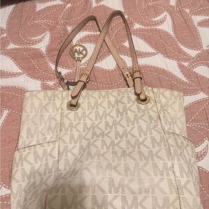 Michael Kors Beige and Cream Tote Bag